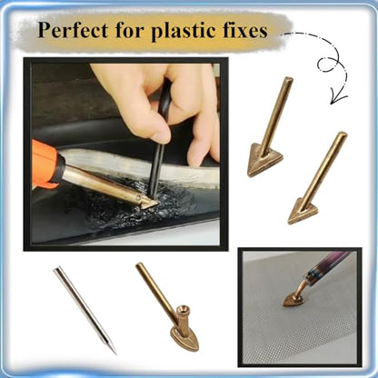 4 Pcs Copper Plastic Welding Tips for Soldering Iron, Replacement Triangular Trowel Smoothing Head Kit, Plastic Welder Tips Repair Tool for Car Bumper, Kayak, Dashboard