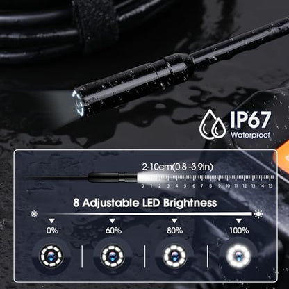 Endoscope Camera – 1920P Borescope with 65.6FT Cable & 4.3" Screen | 7.9mm IP67 Waterproof Probe, 8 LED Lights, Semi-Rigid Cable, Ideal for Sewer & Auto Inspection, Tools & Accessories - size: 65.6FT, style: Single Lens