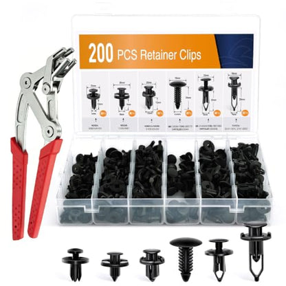 Professional Clip Removal Pliers Set with 200PCS Push Pin Rivets - size: MU-CC+CRP