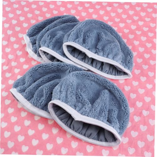 5-Piece Coral Fleece Car Polishing Waxing Bonnet Set 9-10 Inch Soft Grip Pads for Dual-Action Polishers for Auto Detailing and Buffing