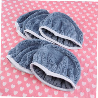 5-Piece Coral Fleece Car Polishing Waxing Bonnet Set 9-10 Inch Soft Grip Pads for Dual-Action Polishers for Auto Detailing and Buffing