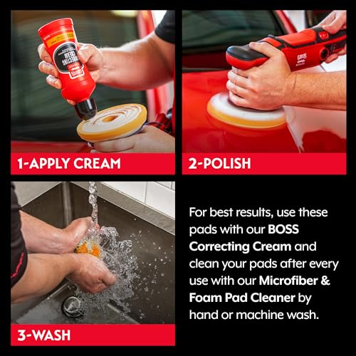 Griot's Garage 6.5" BOSS Correcting Foam Pads for Car Polishing, Buffing, Detailing and Light to Moderate Auto Paint Correction, Durable, Machine-Washable, Pack of 2 - size: 6.5" Pads (Set of 2)