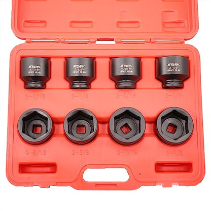 Stark USA 8-Piece Jumbo Assortment Standard Sizes 3/4" Drive Deep Impact Socket Set SAE (2-1/16" to 2-1/2") Heavy Duty Use In Removing And Installing Axle Nuts with Storage Case