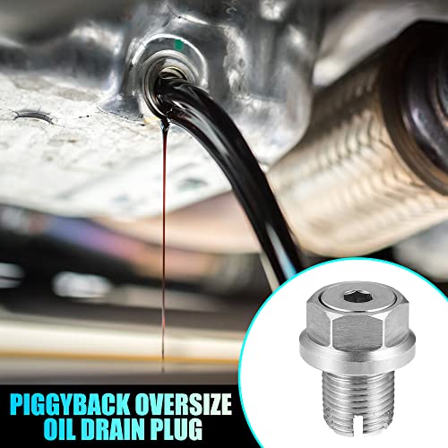 X AUTOHAUX 1 Set M14.1-1.25 x 15mm Oversize Piggyback Oil Drain Plug Stainless Steel Self Tapping Oil Pan Thread Repair Kit for Car Motorcycle Silver Tone - size: M14.1-1.25 x 15mm