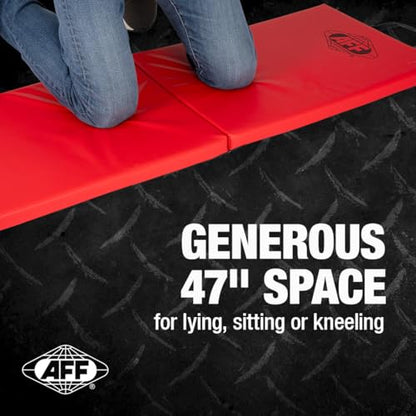 AFF Folding Mechanic Pad - 47" Length Heavy Duty Pad for Lying, Sitting or Kneeling - Chemical Resistant Vinyl Upholstery with Carrying Handle - Garage & Repair Shop Use