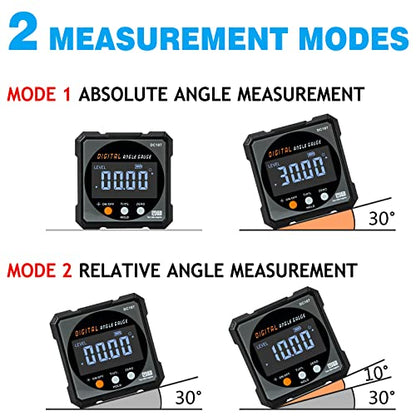 Digital Angle Finder with Electronic Laser - 4-side Strong Magnetic Angle Gauge, Cube Inclinometer with Backlight, Table Saw Miter Protractor, Woodworking Measuring Tool, Level Box for Hanging - color: Grey