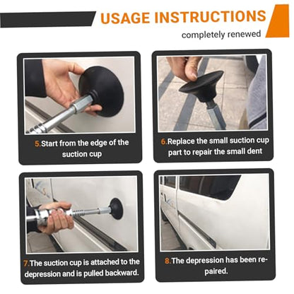 3Pcs/Set Car Dent Puller Set, Heavy-Duty Slide Hammer Dent Puller with 2 Size Vacuum Suction Cups, Paintless Body Repair Tool Kit for Auto Bodywork & Garage Use.