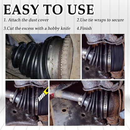 2PCS CV Boot with 4 Stainless Steel Clamps & 6 Cable Ties,Waterproof & Dustproof CV Axle Boot Repair Kit for Protect Axle,Universal CV Joint Boot Fits for Most Cars (2PCS) - color: 2PCS