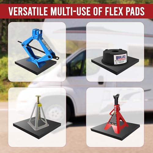 RV Leveling Jack Flex Pads 12" Heavy-Duty Rubber Jack Pads, Non-Slip & Shock-Absorbing Stabilizer Mats for Camper, Trailer Jacks & Stands, Prevent Sinking & Sliding on Uneven Surfaces (12" (2-Pack)) - size: 12" (2-pack)