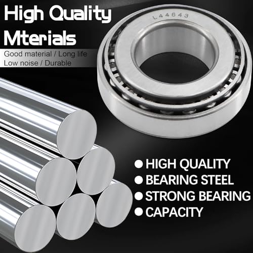 4 Sets L44643 Bearing Kit for 1 inch Axles Trailer Wheel Hub, with 12192TB Seal OD 1.980'', Dust Cover and Cotter Pin, Rotary Quiet High Speed and Durable