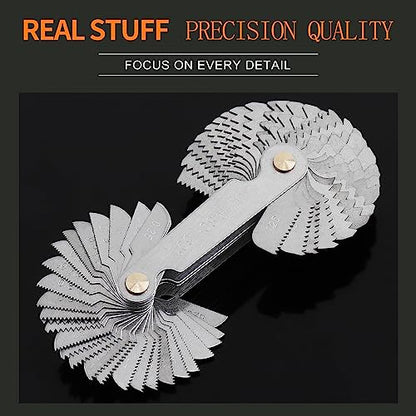 ChgImposs Metric & Imperial & US Screw Gauge SAE Whitworth 55 Degree & Metric 60 Degree & & US 60 Degree Thread Pitch Gauge for Industrial Measurement