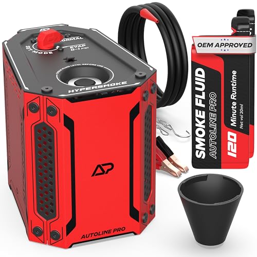 AutoLine Pro HyperSmoke™ Automotive Smoke Machine EVAP Vacuum Leak Tester – Adjustable Pressure – OEM Approved Smoke Fluid – Built-in Air Compressor Motor – Includes Cone for Vacuum and Exhaust Leaks. - style: + Cone