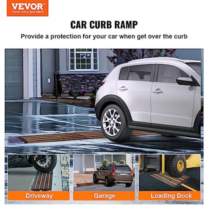 VEVOR Rubber Curb Ramp for Driveway 3 Pack, 15T Heavy Duty Sidewalk Curb Ramp, 48" Lx2.6 H Bridge Ramp for Garage for Low Cars, Wheelchairs, L.O.A. 12 FT - size: 2.6" Rise (3-Pack, 48" L)