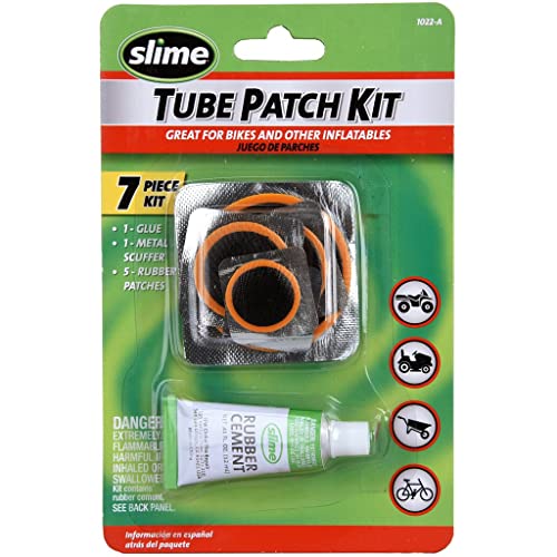 Slime 1022-A Tube Rubber Patch Kit, for Bikes and Other Inflatables, Contains, 5 Patches, Scuffer and Glue - size: 5-Count, style: Rubber Patch Kit