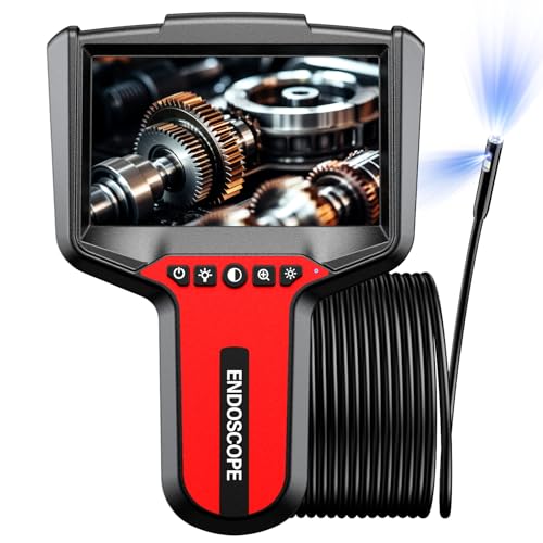 Endoscope Camera with Light: 5" 1080P HD Dual-Lens Inspection Borescope Camera for Sewer - 16.4ft Waterproof Industrial Endoscope - Flexible Snake Bore Scope for Plumbing Automotive