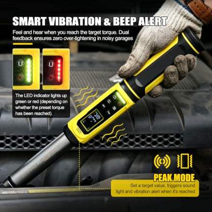 3/8" Drive digital torque wrench with flex head Set (10-100 ft-lb) | Professional Electronic, Buzzer & LED, 14mm/16mm Spark Plug Sockets, Adapters & 2-Stage Extension Bar