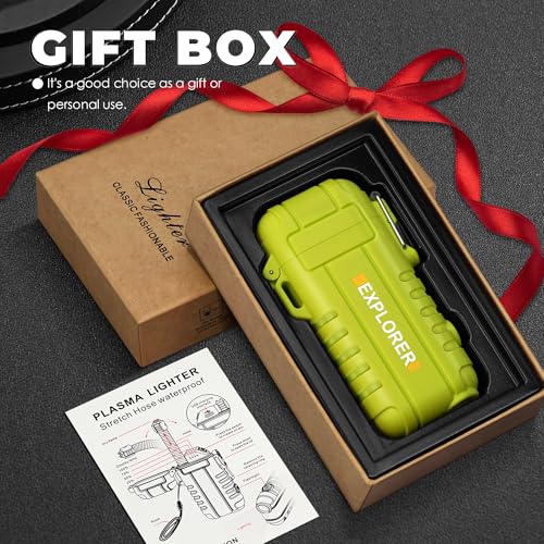 Lafagiet Electric Lighter USB C, Powerful Dual Arc Plasma Flame, with Flashlight, Wind & Waterproof Lighters for Candle, Camping, Grill, Emergency - color: F53-gn