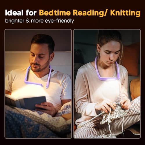 Neck Reading Light Knitting Light: Back to School Supplies Essentials Book Light Gifts for Women Daughter Wife Mom Her, Birthday Gifts for Book Lovers, Crochet Accessories Sewing Supplies Craft Light - color: Purple