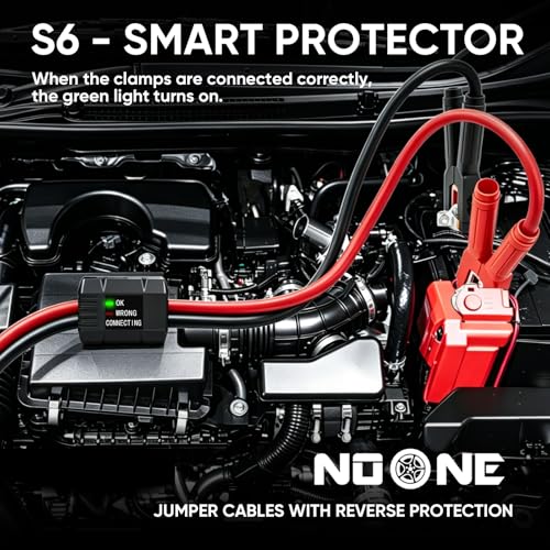 Noone Heavy Duty Jumper Cables, 0 Gauge 25Feet 1000Amp Automotive Booster Cables with Reverse Polarity Protection for Car, SUV and Truck, Jumper Cables Kit with Carry Bag, Gloves, Brushes and Goggles - size: 0Gauge x 25FT
