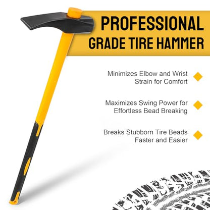 36 in Tire Hammer Bead Breaker Tool, Heavy Duty Duckbill Tire Tool | Heavy duty tire bead breaker with 36-inch leverage and duckbill head design for easier tire removal on truck, tractor and ATV
