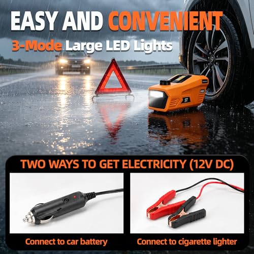 Electric Car Jack 5 Ton 12V Hydraulic Jack Kit with Impact Wrench & Tire Inflator Pump, Wireless Remote & Touch Screen, 3-Mode LED for SUV MPV Sedan Truck – Garage, Roadside, Tire Change