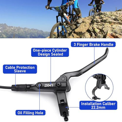 TOBWOLF MTB Hydraulic Disc Brake Set, Four-Piston Bike Brake Upgrade Kit | 160mm Rotors & Ceramic Pads | Left Front 85cm and Right Rear 145cm Hoses | Brake Conversion Kit for MTB & E-Bike - color: Upgrade Hydraulic Disc Brake Set - Four Piston