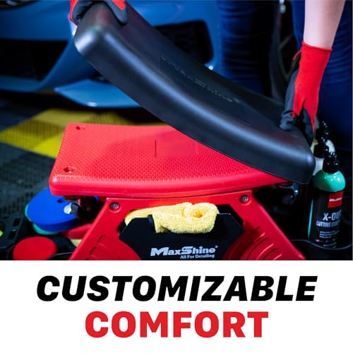 Maxshine 2-in-1 Modular Detailing Creeper Seat with Cushion – Rolling Creeper with Removable Cushion & Tool Tray – Heavy-Duty Polyethylene & Steel Frame, 4” Wheels - size: Complete Set
