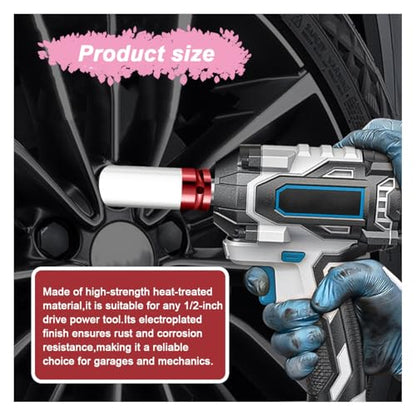 1/2" Drive 21 mm Lug Nut Impact Socket, CR-MO Thin Wall Deep Lug Nut Socket, Non-Marring Wheel Rim Protector Sleeve, Auto Tire Repair Maintenance Accessories (21MM) - size: 21MM
