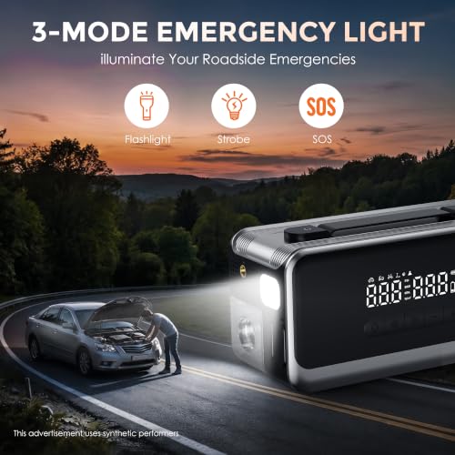 Jump Starter with Air Compressor Portable Car Battery Jump Box 4000A | 12V Lithium Car Battery Booster with Vacuuming & Blowing Cleaning, Up to 9.0L Gas and 8.0L Diesel Engines, Car Accessories