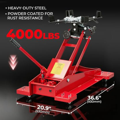 Adjustable Transmission Jack 1/2 Ton (1100 LBS) Capacity | 7.68"-24.8"Low Profile Transmission Lift Floor Jacks with 360°Swivel Casters,Heavy Duty Jack for Automotive Garage Repair