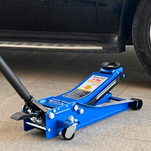 ZeHuoGe Heavy Duty Floor Jack, Steel Racing Floor Jack with Dual Piston Quick Lift Pump (Blue, 3 Ton) - size: 3 Ton