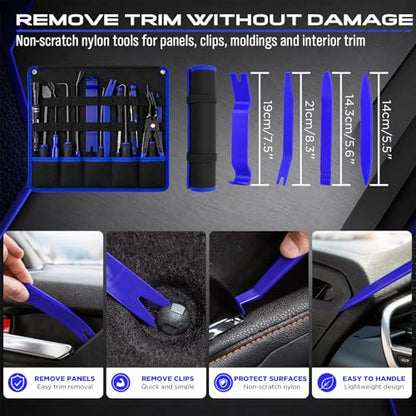 17PCS Pick and Hook Tool Set with Magnetic Pickup Tool, Trim Removal Tools, Clip Removal Plier, Fastener Removers and Gasket Scraper for Automotive, O-Ring, Gasket, Hose, Panel Removal and Car Repair - color: 17PCS Full Removal Tool Kit