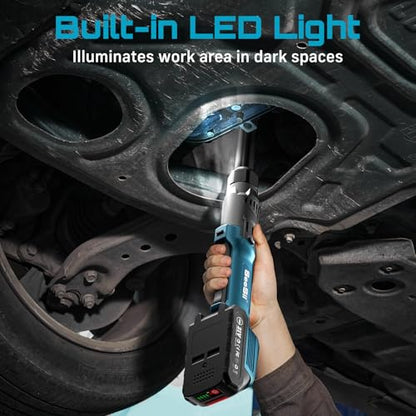 Extended Cordless Electric Ratchet Wrench: 66 Ft-lbs Power Ratchet Wrench 3/8", Brushless Motor, Variable Speed Trigger, 2 Pack 21V Batteries & Charger, 8 Sockets, 1/4"& 1/2" Adapter, 3" Extension Bar - size: 3/8 inch Extended