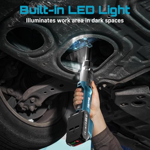 Extended Cordless Electric Ratchet Wrench: 66 Ft-lbs Power Ratchet Wrench 3/8", Brushless Motor, Variable Speed Trigger, 2 Pack 21V Batteries & Charger, 8 Sockets, 1/4"& 1/2" Adapter, 3" Extension Bar - size: 3/8 inch Extended