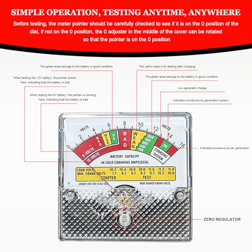 Battery Load Tester, 6V 12V Car Battery Load Checker with Voltmeter and Alligator Clips, Automotive Alternator Tester for Truck RV Motorcycle Boat Batteries, Car Accessories