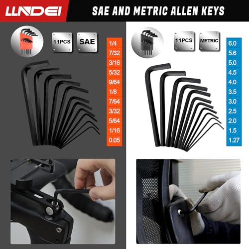 LLNDEI 3/8 inch Drive 12 Point Socket Set 71 Piece,SAE(5/16-3/4in) and Metric(8-22mm),Deep & Shallow,CR-V.With Drill Socket Adapter & Extension Bar 3/8 in,Hex Key Set 12Pt Can Also Be Used on 6pt