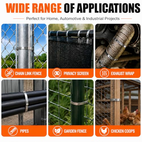 153PCS Stainless Steel Cable Tie Gun Kit with Heavy Duty Metal Zip Ties (100PCS 11.8"+ 50PCS 7.8") with Zip Tie Organizer & Release Tool for Chain Link Fence, Exhaust Pipe, Outdoor & Industrial