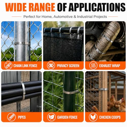 153PCS Stainless Steel Cable Tie Gun Kit with Heavy Duty Metal Zip Ties (100PCS 11.8"+ 50PCS 7.8") with Zip Tie Organizer & Release Tool for Chain Link Fence, Exhaust Pipe, Outdoor & Industrial