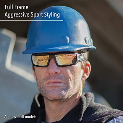 Uvex by Honeywell Hypershock Safety Glasses, Black Frame with Blue Mirror Lens & Anti-Scratch Hardcoat (S2945)