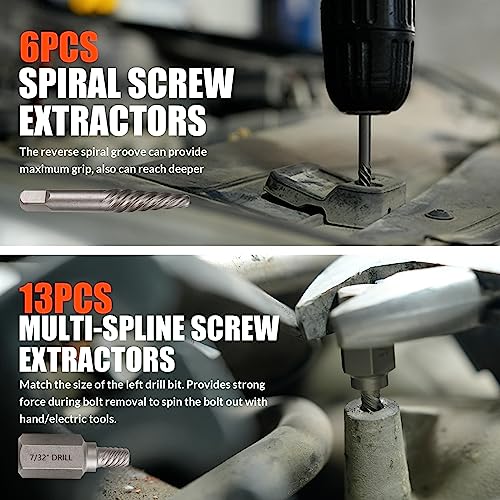 62 Pcs Screw Extractor Set,Left Hand Drill Bit,Bolt Screw Extractor Kit | High-Hardness,Wear Resistance,Easy Out Screw,Stocking Stuffers for Men,with Portable Case,Gifts for Adults Him,Home DIY - size: 62PCS