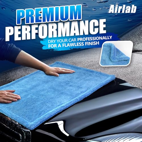 Airlab Car Drying Towel Microfiber Towels for Cars 1200 GSM Wash Auto Detailing Supplies Twist Pile Cleaning Cloth Absorbent Quick Dry Soft Loop Dry Flash Towel, 24 x 16 Inch,Pack of 1, Blue - color: 24 X 16 Inch, Pack of 1, Light Blue, 1200 Gsm