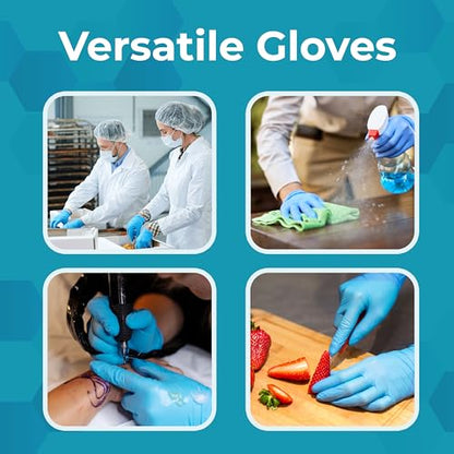 VOS Disposable Gloves| Heavy Duty | Powder Free | Latex Free Rubber | 100 Count Box |food Safe