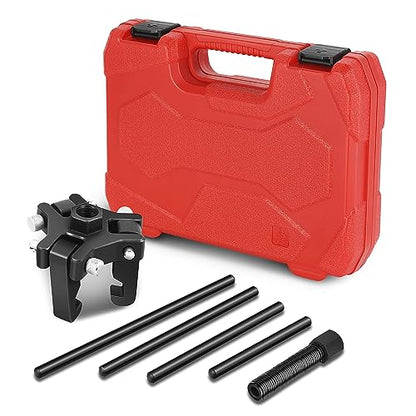 DNA MOTORING Harmonic Balancer Pulley Puller 6-pcs Set 3-Jaw Puller for Harmonic Dampers & Balancers Removal Compatible with Chrysler GM Mitsubishi,Red,TOOLS-00317