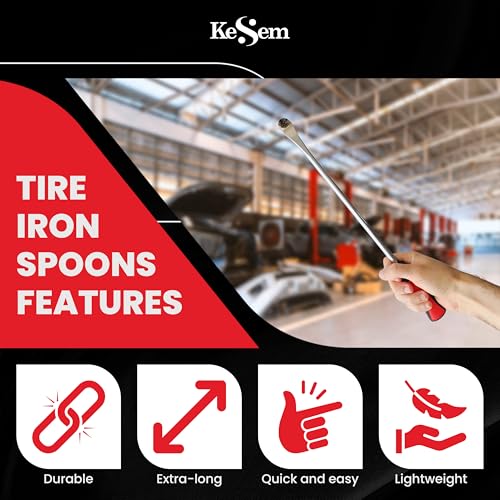 2 Pack 14.5" Tire Spoons Changing Tire Lever Tire Iron Bar Set Tire Repair Tool Kit Tire Changer Remove Tyre Heavy Duty Metal Steel for Motorcycle Bike Scooter Bicycle Mower Dirtbike 14.5 inch long