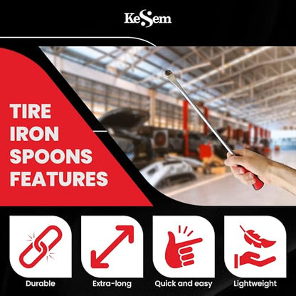 2 Pack 14.5" Tire Spoons Changing Tire Lever Tire Iron Bar Set Tire Repair Tool Kit Tire Changer Remove Tyre Heavy Duty Metal Steel for Motorcycle Bike Scooter Bicycle Mower Dirtbike 14.5 inch long