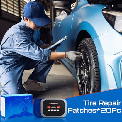 Tallew 80 Pcs Tire Patch Heavy Duty Rubber Patches Radial Repair Patch Tube and Tire Plug Kit Emergency Repair Tool for Puncture Car Truck Bus Tractor Vehicle (2.56 x 3.15 Inch) - size: 2.56 x 3.15 Inch