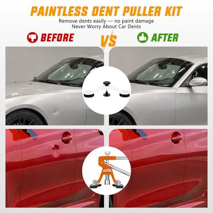 GOOACC 45 PCS Car Dent Puller Paintless Dent Repair Kit Trim Removal Tool | Adjustable Lifter White Bridge Pullers Glue Gun & Stick Auto for Car Refrigerator Dents Hail Damage Door Body Ding - color: 45PCS Dent Puller Kit