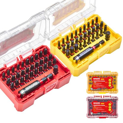 Geinxurn 64Pieces Impact Screwdriver Bits Set, S2 Steel Magnetic Phillips/Security Torx/Torx Muliti Insert Bits Tips Set with Impact Bit Holder and 1/4”Socket Adapter(Storage Box Case) - style: FQ064025-B