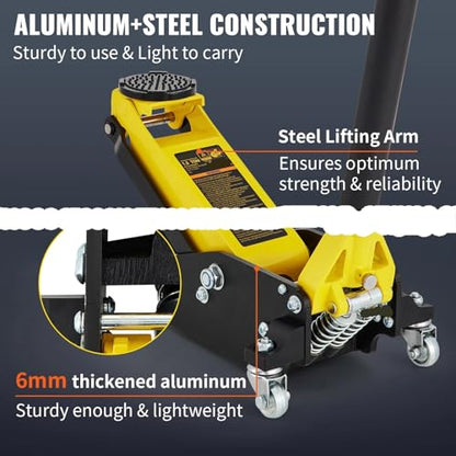 Car Jacks Car Jack 1.5-3 Ton Floor Jack Aluminum&Steel Racing Jack Single Pistons Quick Lift Pump Tire Change Tool,3 Ton - color: 3 Ton