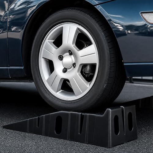 Magshion Car Ramps Set of 2, Auto Repair Lift Ramps with Anti Slip Grooves for Garage Workshop, Stackable Vehicle Ramps, 5000 lbs Capacity, Black, Plastic